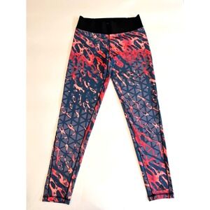 Adidas Women's Climalite Compression Leggings Geometric Coral Abstract Lava Sz M